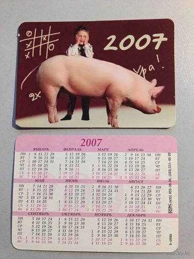 Карманный календарик. Свинья. 2007 год