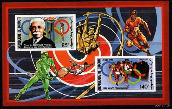 1987 Джибути 495b,497b/B139b Олимпийские игры 1988 в Сеуле 45,00 евро