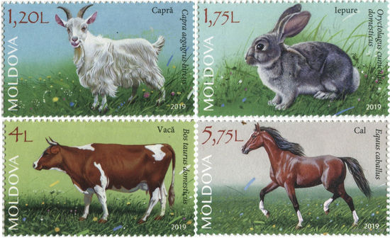 Марки Молдова. Серия 4 м. Фауна. Домашние животные