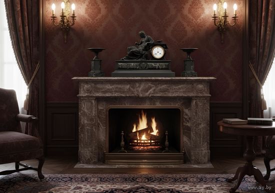 Антикварные каминные часы с боем