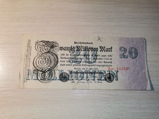 20 миллионов марок 1923 года, Германия.
