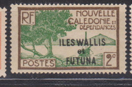 Французские колонии - Уоллис и Футуна 1930  год ЧИСТАЯ флот лодки флора деревья с НАДПЕЧАТКОЙ