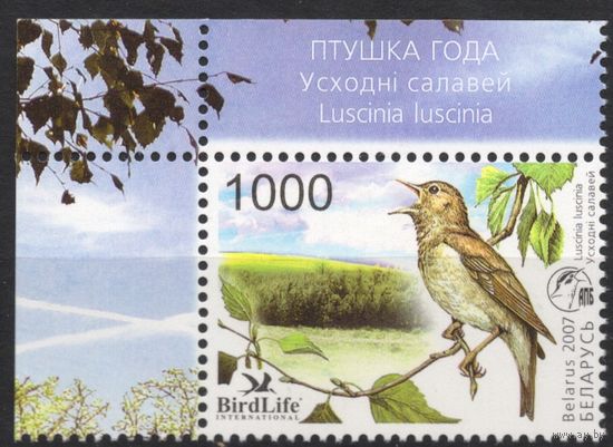Беларусь 2007. Птица года. Соловей (380)