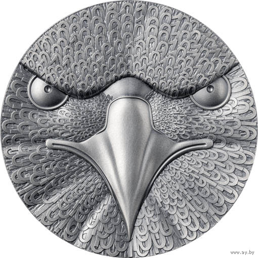 United Crypto States 1000 Satoshi 2023г. "Binary Eagle". Голографическая защита. Монета в капсуле; деревянном подарочном футляре; сертификат; коробка. СЕРЕБРО 62,20гр.(2 oz).