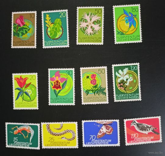 Лихтенштейн** 3 полные серии флора фауна без наклеек и их следов