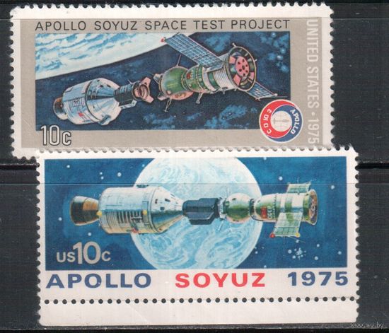 США-1975, (Мих.1179-1180) , * (без клея) , Космос , "Союз-Аполлон"(полная серия)