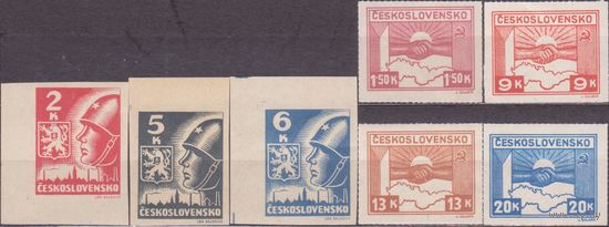Чехословакия 1945 Флаги, россика советский солдат герб, MNH (АПР