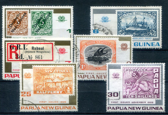 Британские колонии - Папуа Новая Гвинея - 1973г. - 75 лет маркам Новой Гвинеи - 6 марок - полная серия, гашёные [Mi 262-267]. #3-WB-100-KS-1