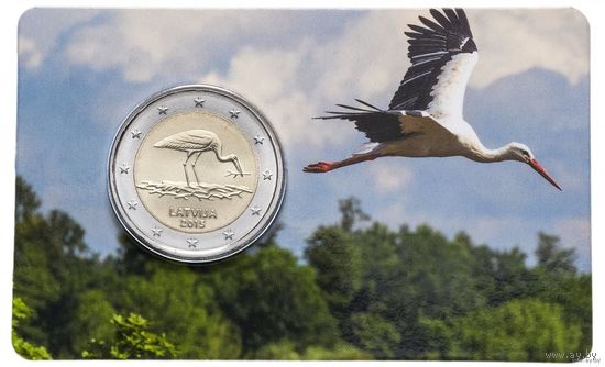2 Евро Латвия 2015 Аист блистер BU
