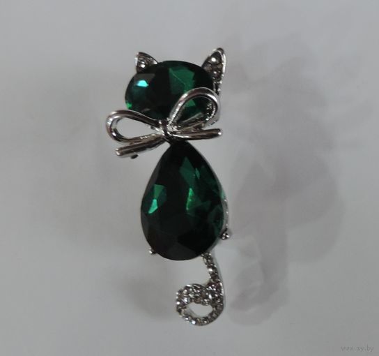 Брошь "Котик с бантом" 90-е годы Европа. Размер 1.2-4 см.