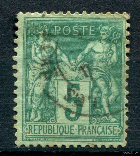 Франция (Республика) - 1898/99г. - аллегория, тип II, 5 с - 1 марка - гашёная [Mi 84 II]. #1-Fr-9-A-1