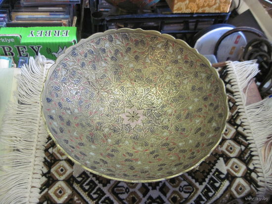 Ваза, фруктовница латунная, Индия.