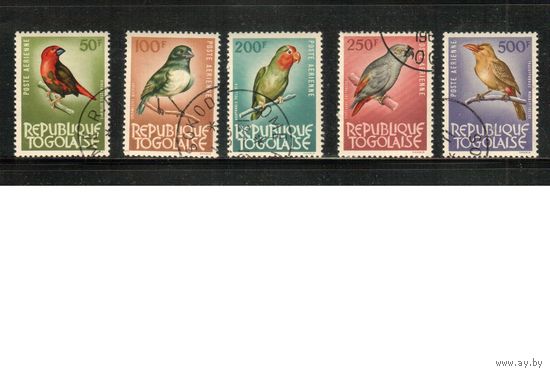 Того-1964 (Мих.402-405) , гаш., 5 марок -авиа , Фауна, Птицы