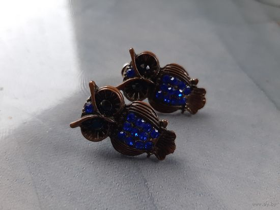 Серьги совушки бижютерия