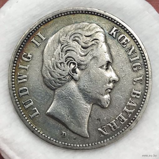 5 марок 1874 Бавария Людвиг II нечастая!