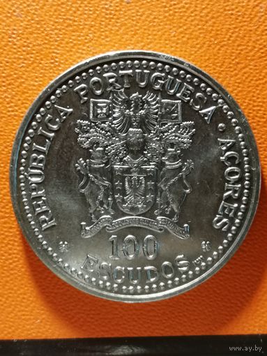 Азорские острова, 100 эскудо, 1986 год, KM# 45,10 лет автономии Азорских островов