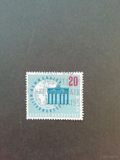Западный Берлин 1959 марка "Конгресс муниципалитетов" (гашеная без клея с наклейкой) Mi.189 каталог 0.60 евро