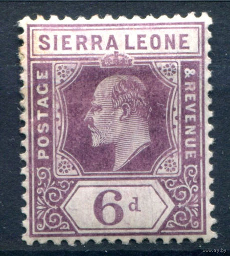 Британские колонии - Сьерра-Леоне - 1907/10г. - король Эдуард VII, 6 P - 1 марка - MH [Mi 76]. #4-B5-126-A-1