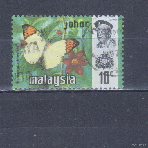 [1349] Малайзия,Джохор 1971. Фауна.Бабочка.10 с. Гашеная марка.