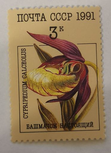 Марка из серии "Орхидеи" - Башмачок настоящий