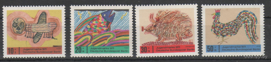 Германия Берлин 1971 Мих  386-389 ** Искусство, детские рисунки\\01