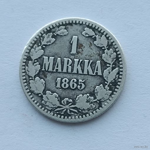 1 марка 1865 года S. Серебро 868. Монета не чищена. 47