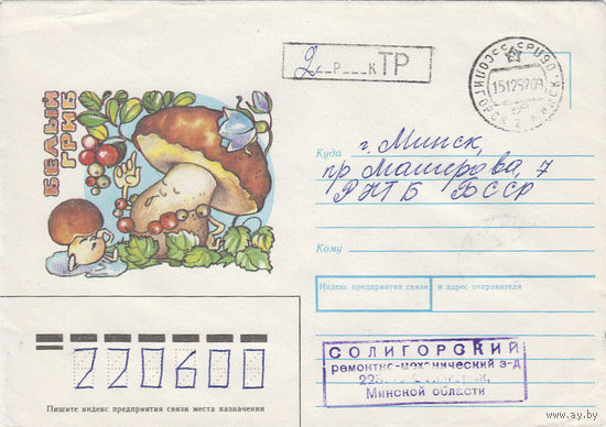Провизорий. Солигорск. 1992. Не филателистическое письмо.