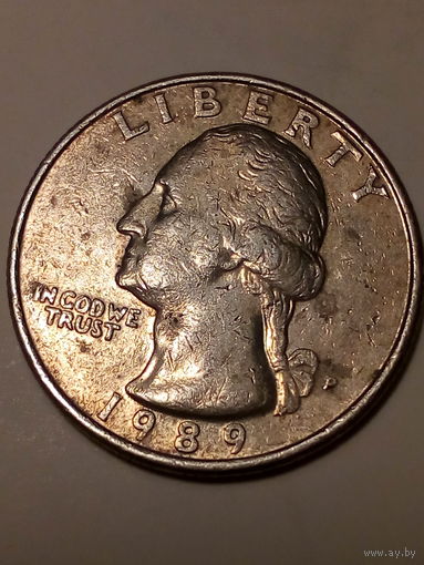 25 центов США 1989 P год