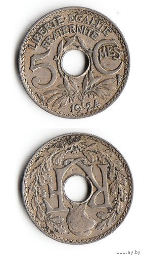 5 сантимов Франция 1924 год