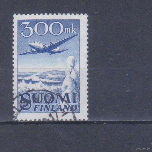 [442] Финляндия 1950. Авиация.Самолет. Одиночный выпуск. Гашеная марка. Кат.гаш.4.5 е.