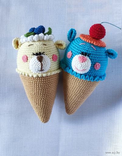 Мороженки-мишутки Плюшевая вязаная мягкая игрушка амигуруми медведь интерьер ручная работа handmade кукла