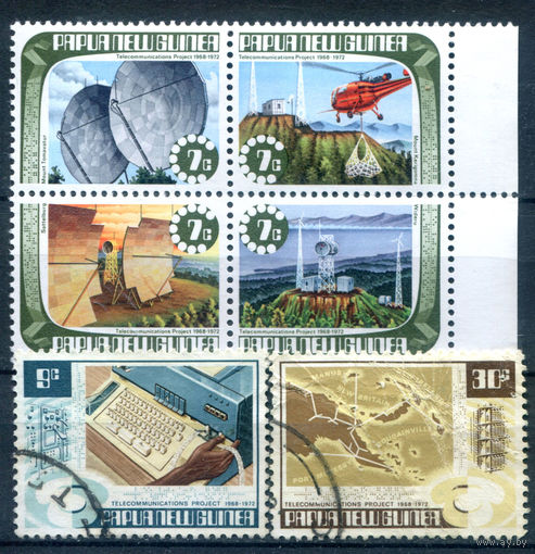 Британские колонии - Папуа Новая Гвинея - 1973г. - развитие телекоммуникаций - 6 марок - полная серия, MNH, гашёная [Mi 234-239]. #3-WB-100-KS-2