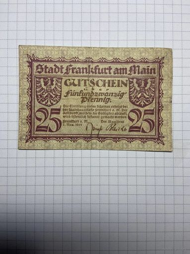 25 пфенигов (нотгельды) г. Германия.-2012