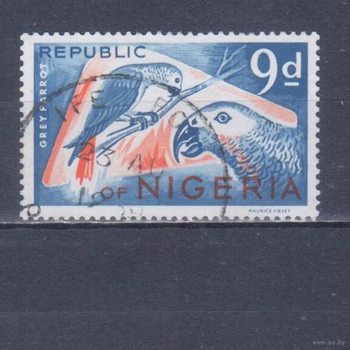 [283] Нигерия 1965. Фауна.Птицы.Попугай. Гашеная марка.