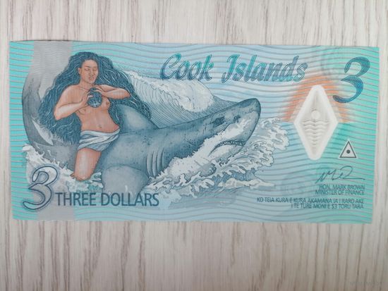 Острова Кука 3 полимер UNC c рубля