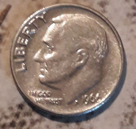 Дайм (10 центов) 1966 США без обозначения МД VF