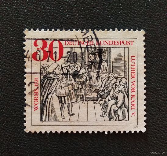 Марка Германия 1971 год 450-летие Вормского рейхстага