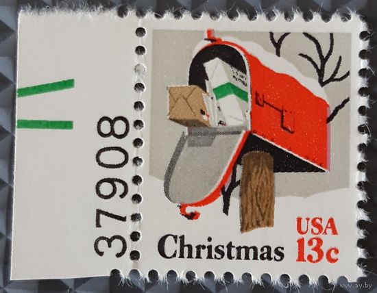 1977 Рождественская марка( Сельский почтовый ящик)   США