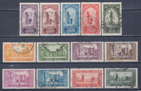 [2797] Французские колонии. Марокко. 13 гашеных марок.