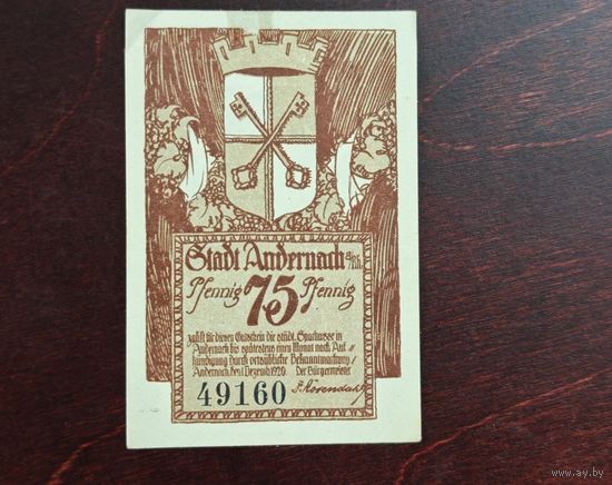 1920 год Германия 75 пфеннигов