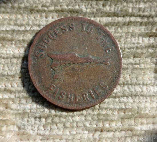 Werty71 Канада Остров Принца Эдуарда Эдварда 1/2 пенни 1857  за успехи в рыболовстве рыба кит