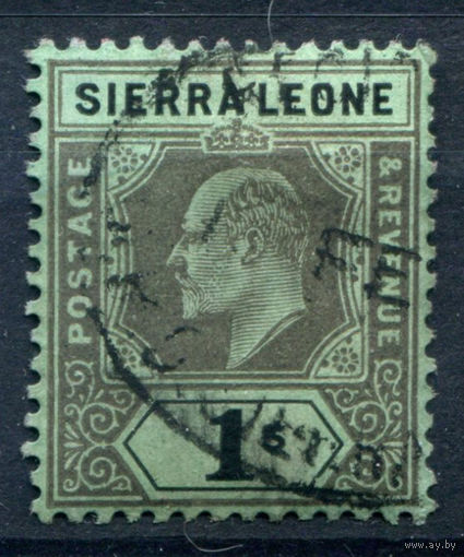 Британские колонии - Сьерра-Леоне - 1907/10г. - король Эдуард VII, 1 Sh - 1 марка - гашёная с клеем [Mi 77]. #4-B5-126-A-1