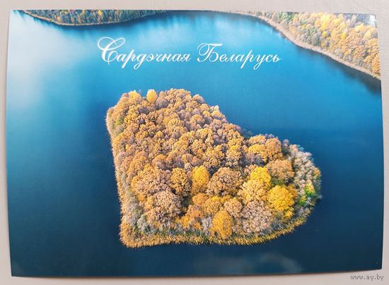 Остров на озере Усая. Беларусь. Открытка, глянец