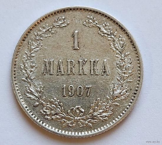 1 марка Финляндии в составе Российской Империи. 1907 . Отличная. UNC .Штемпельный блеск
