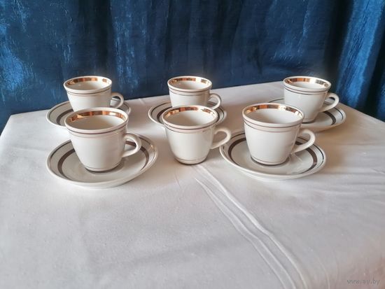Сервиз кофейный. Полонский з-од. Советский фарфор. Винтаж. Одним лотом