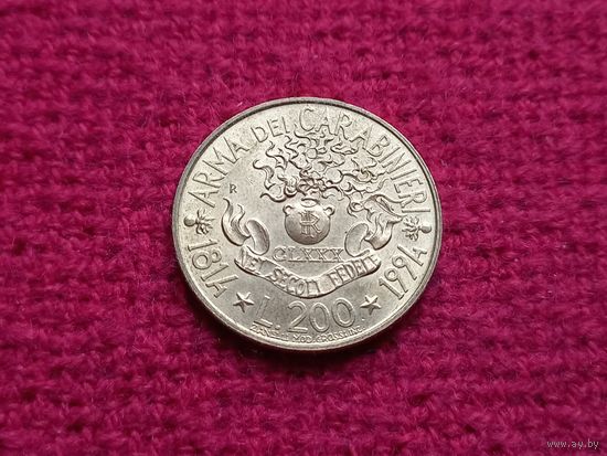 Италия 200 лир 1994 г. 180 лет карабинерам.