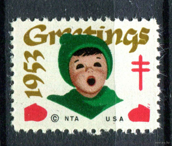 США, виньетки - 1953г. - Рождество, Новый Год. Борьба с туберкулёзом - 1 марка - MNH. Без МЦ!