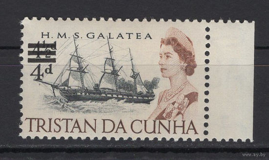 Тристан да Кунья /Tristan da Cunha 1967** Парусный Корабль Новый номинал Елизавета II  SG#108
