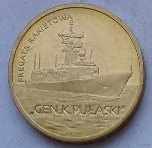 Польша 2 злотых 2013 г. Польские суда. Ракетный фрегат "Генерал К. Пулаский"