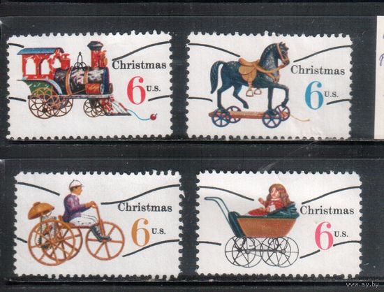 США-1970, (Мих.1018V-1020V) , * (без клея) , Рождество, Игрушки(волна)  (полная серия)